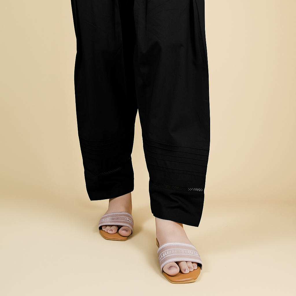 COTTON PREMIUM SHALWAR WITH LACES AND PINTEX