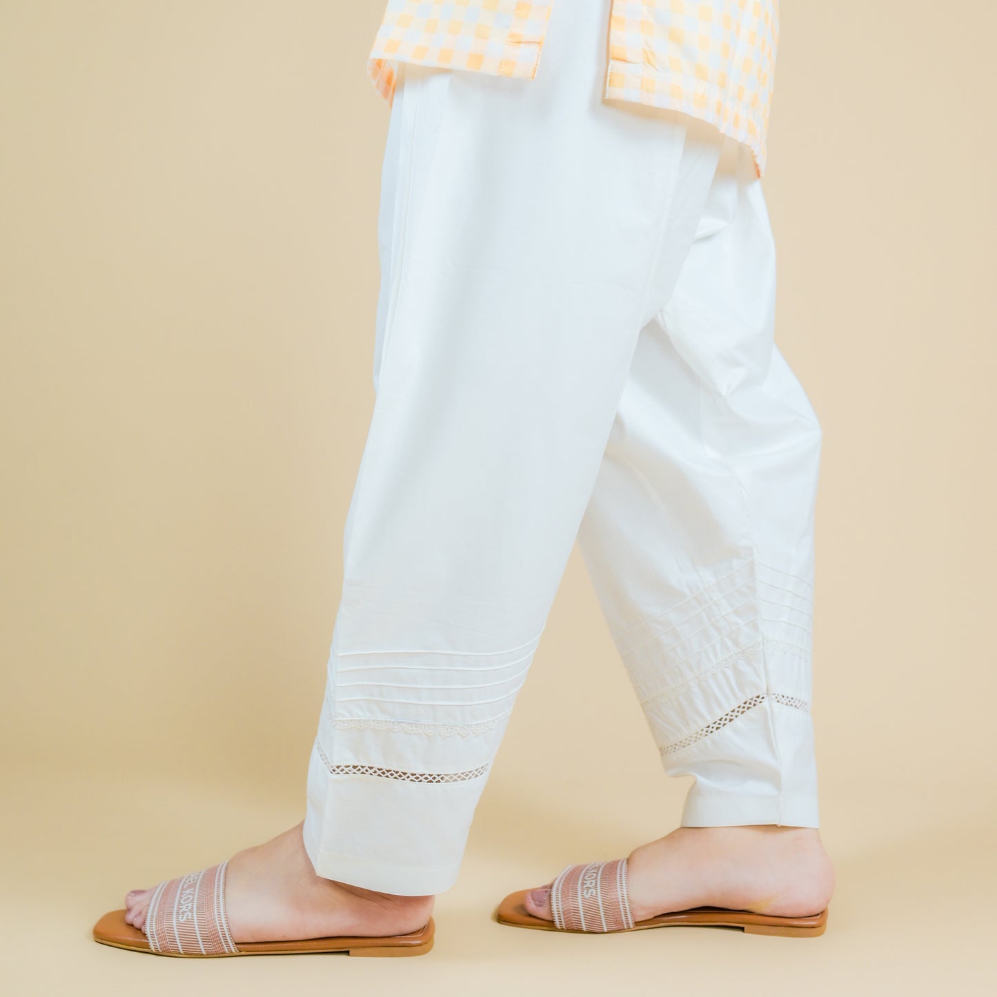 COTTON PREMIUM SHALWAR WITH LACES AND PINTEX