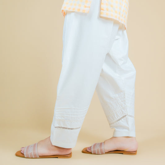 COTTON PREMIUM SHALWAR WITH LACES AND PINTEX