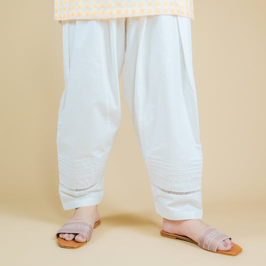 COTTON PREMIUM SHALWAR WITH LACES AND PINTEX