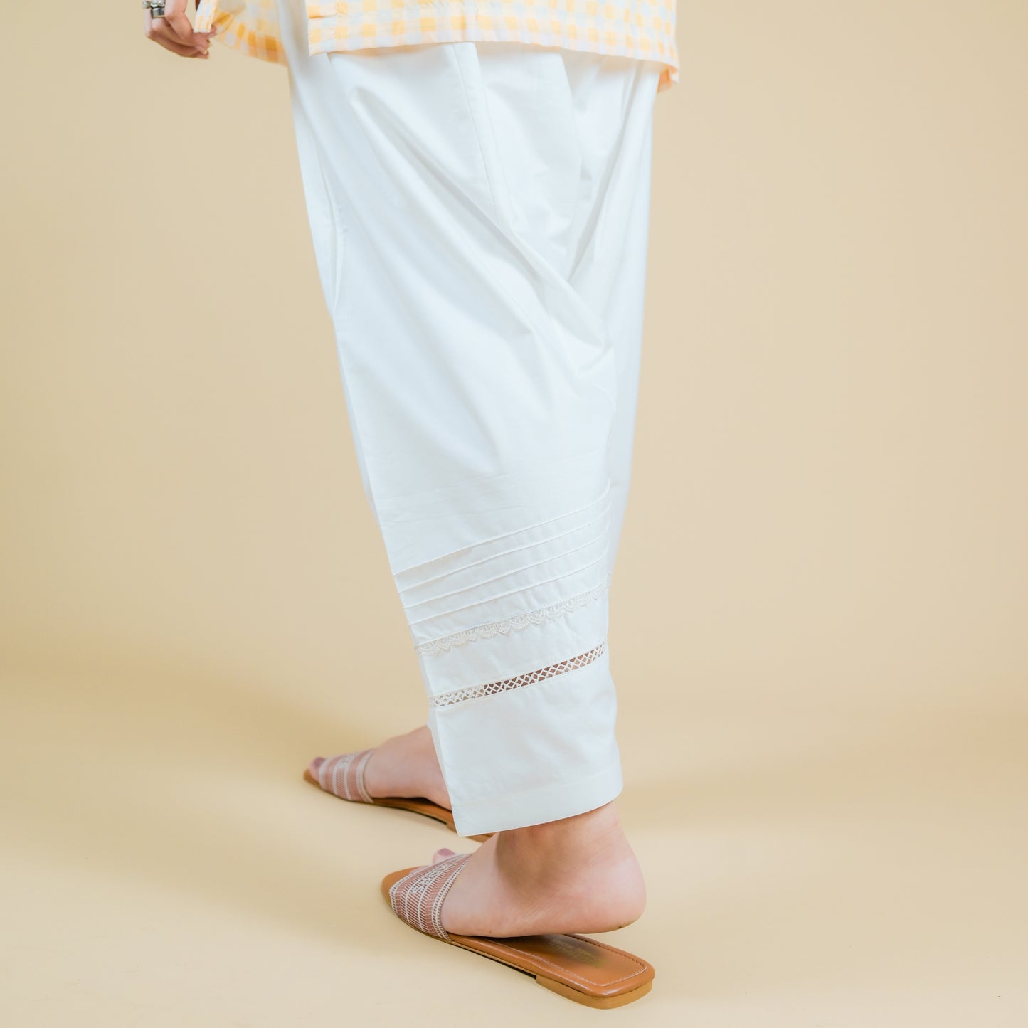 COTTON PREMIUM SHALWAR WITH LACES AND PINTEX