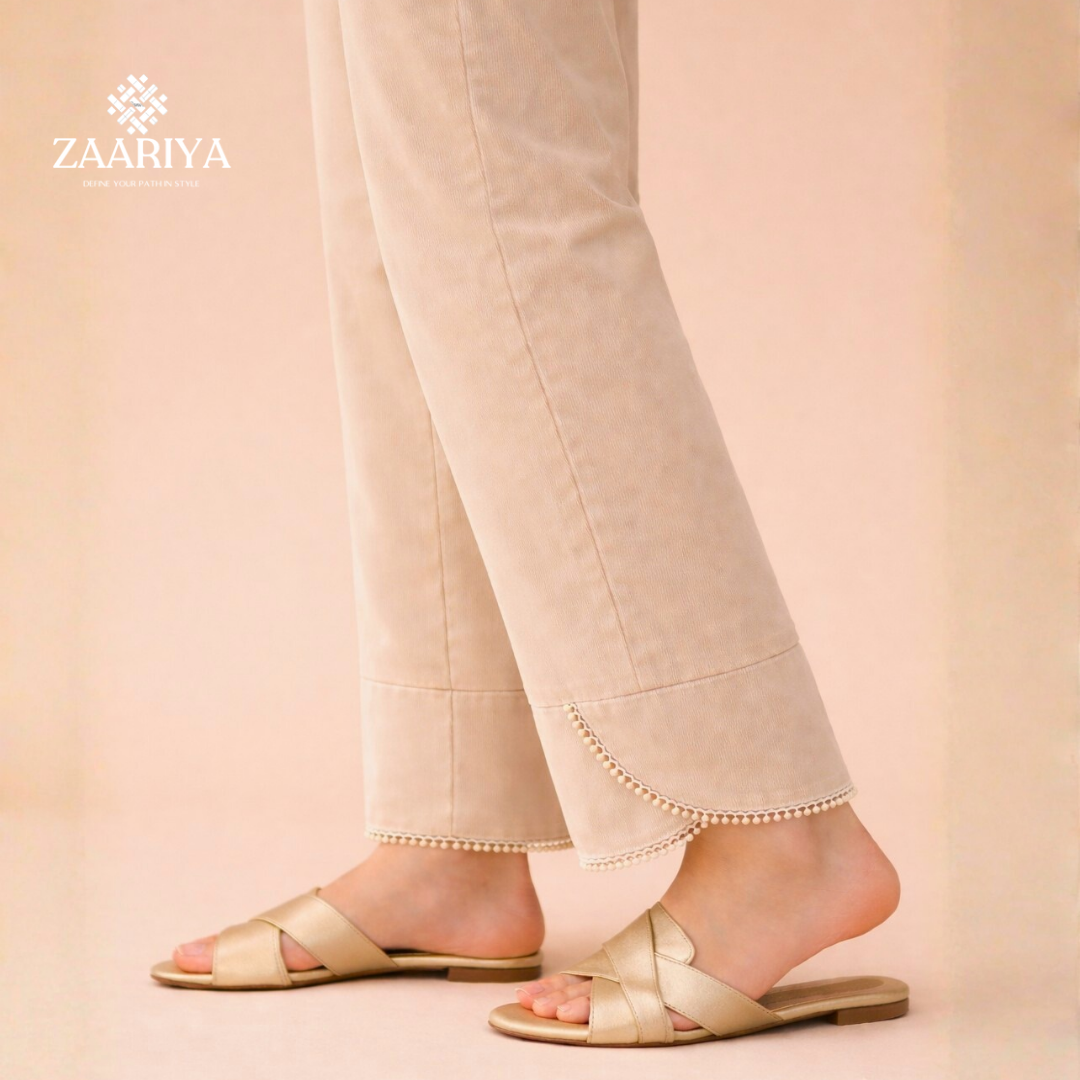 Soft Cotton Round Cut Straight Trouser | Ladies Summer Pants For Casual and Party Wears