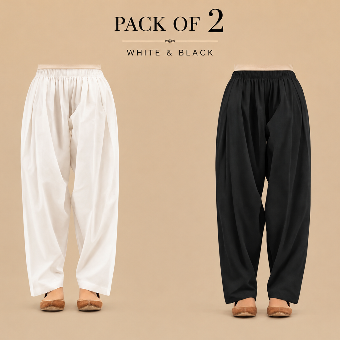 Multipack Pack Premium Soft Cotton shalwar | Ladies Summer white Black Beige classic shalwar