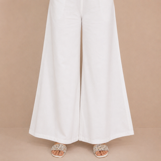 Soft Cotton Extra wide Flair Women Palazzo Pants Pakistan | white & Black Comfortable Summer Trouser for Ladies