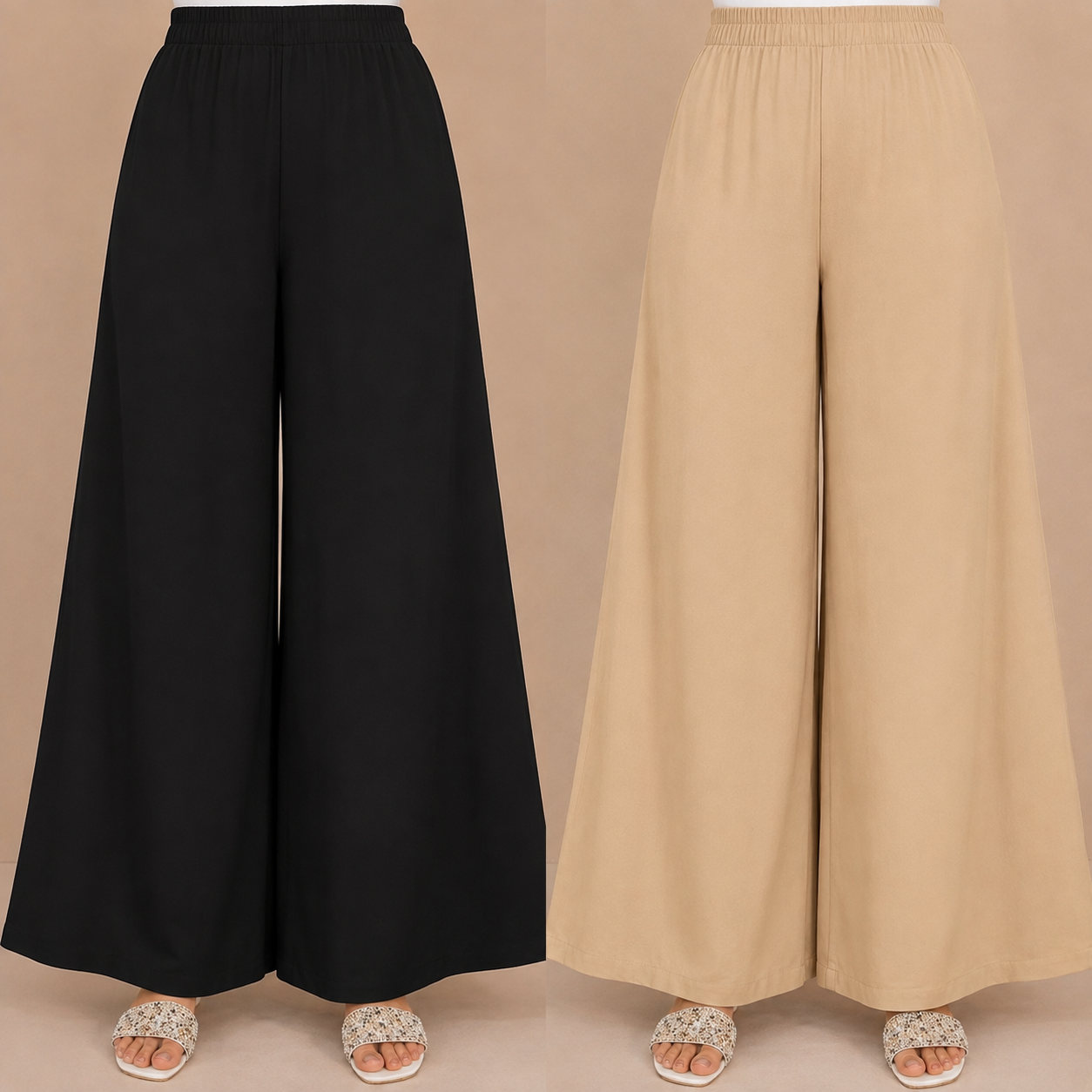 Soft Cotton Extra wide Flair Women Palazzo Pants Pakistan | white & Black Comfortable Summer Trouser for Ladies