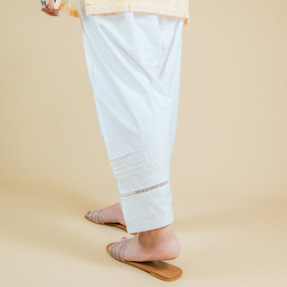 COTTON PREMIUM SHALWAR WITH LACES AND PINTEX