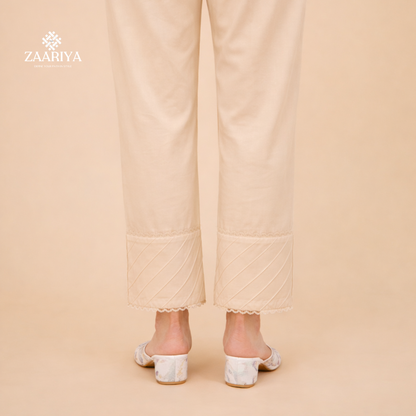 Soft Cotton Women Straight Pintuck Trouser Pakistan | Ladies Summer Pants