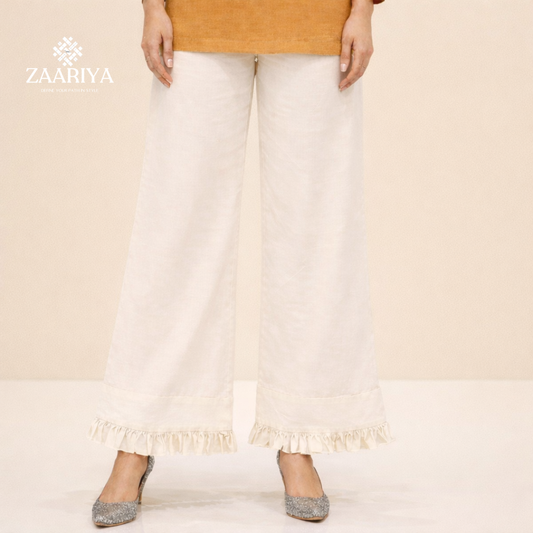 Soft Cotton Women frilled Palazzo Pants | Comfortable Summer Cotton Trouser for Ladies
