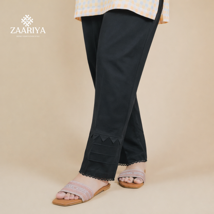 Soft Cotton Women Samosa Pintuck Trouser | Ladies Summer Pants For Offices & Casual Wears.