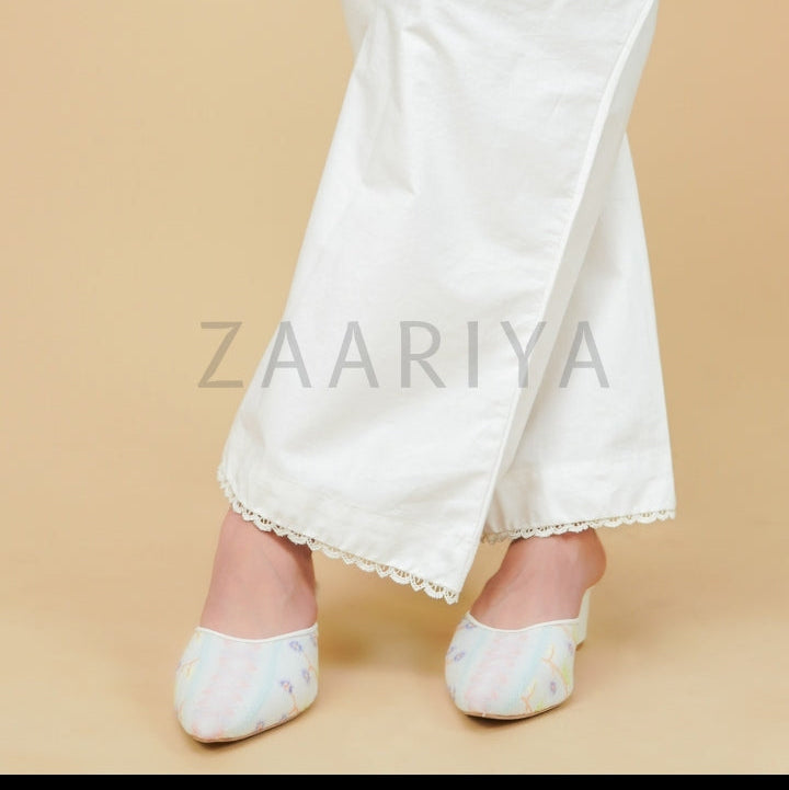Premium Soft Cotton Laced Palazzo For Women | Ladies Summer white Black Beige Palazzo