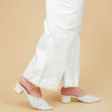 Premium Soft Cotton Laced Palazzo For Women | Ladies Summer white Black Beige Palazzo